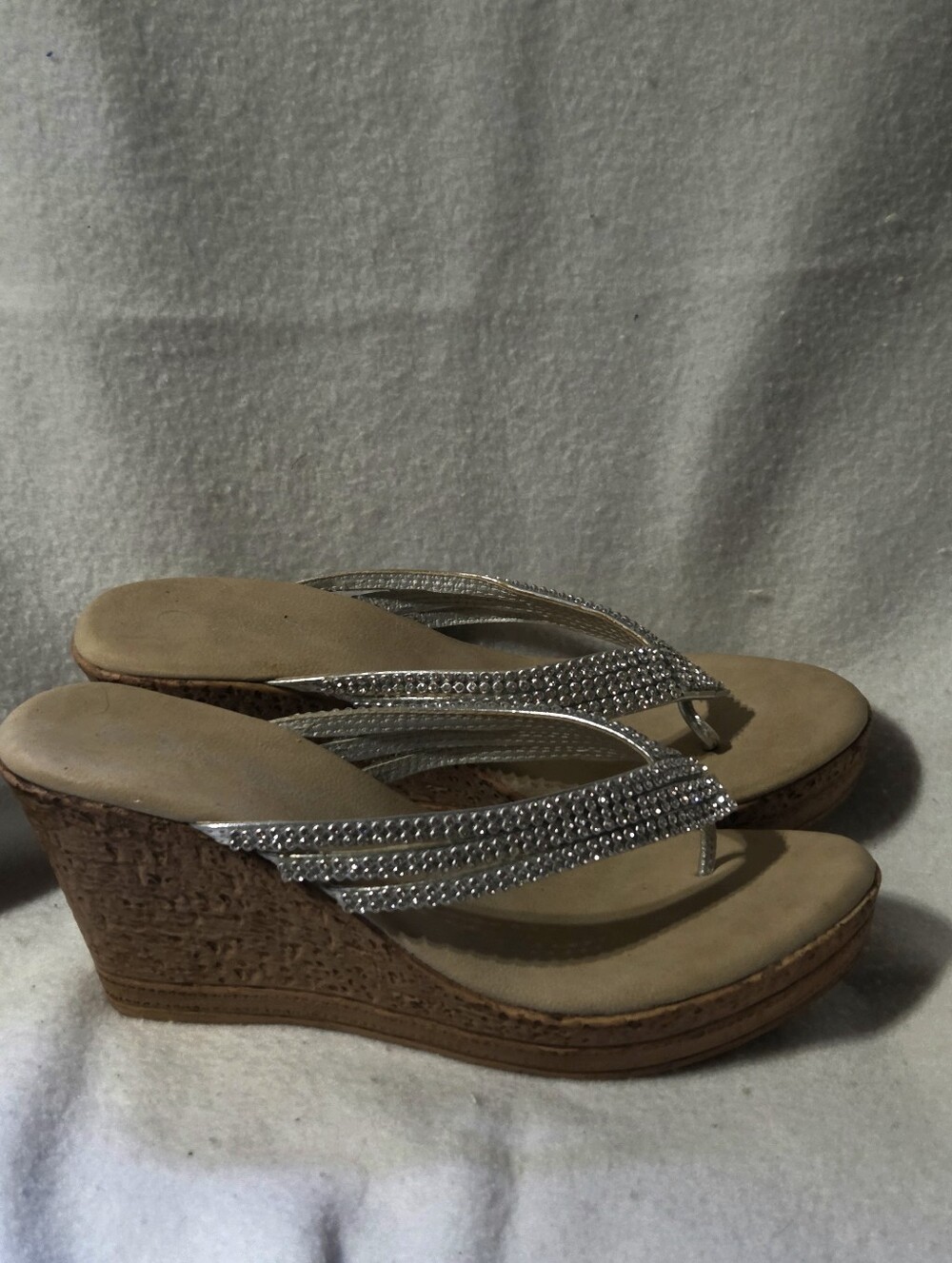 Natural BREEZE Rhinestone Wedge Sadles Size 8